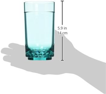 Drinique ELT-TA-TEL-4 Elite Tall Unbreakable Tritan Highball Glasses, 14 oz (Set of 4), Teal