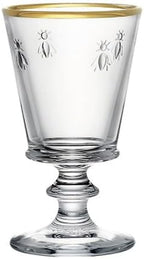 La Rochere Gold Rimmed Napoleon Bee Stemmed Wine Glass Set of 4 – Vintage Wine Glasses – Gold Rimmed Glassware (9 oz)
