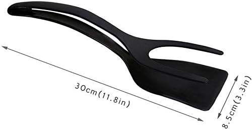 1pcs Multifunctional 2 in 1 Non Stick Bread Egg Turners Cooking Tongs Gadgets For Kitchen Utensils Spatula Cooking Tool(D)