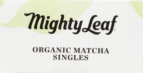 Mighty Leaf Tea, Organic Matcha Green Tea Singles - 1 Box of 12 Single Serve Packets, 100% Japanese Matcha, Unsweetened