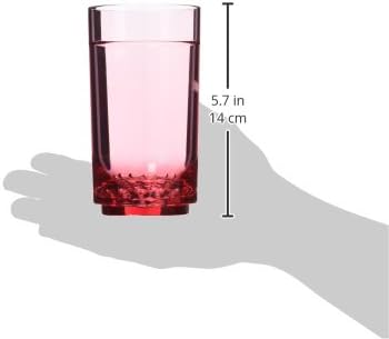 Drinique Unbreakable 14 Oz Drinking Glasses, Set of 4 - Tritan Plastic Shatterproof Tumbler Water Glasses, Drinking Cups, BPA-Free, Dishwasher Safe Alternative Glass Cups Set, 14 Ounces, Red