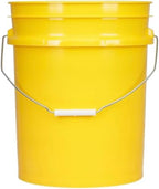 House Naturals 5 Gallon Food Grade Plastic Bucket with Air Tight Screw on Lid Made in USA Container (Yellow Bucket with Black Lid)