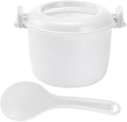 PRETYZOOM Microwave Rice Cooker with Spoon - Large Capacity Microwavable Rice Cooker Steamer Portable Lunch Box for Home Office Dormitory