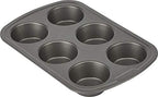 GoodCook Everyday Nonstick Steel Muffin Pan, 6 cup, Gray (Pack of 12)