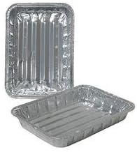 Set of 36 - Small Toaster Oven Disposable Reusable Aluminum Healthy Cooking Broiler Pans with Raised Ridges, 8 3/8"x6 7/8"x1 1/3"