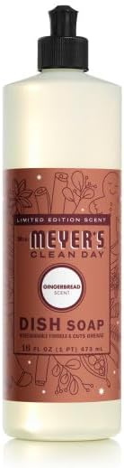 Mrs. MEYER'S CLEAN DAY Dish Soap, Gingerbread, 16 Fl Oz (Pack of 6)