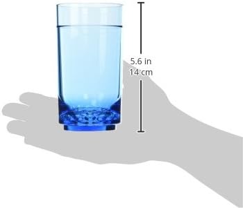 Drinique ELT-TA-BLU-4 Elite Tall Unbreakable Tritan Highball Glasses, 14 oz (Set of 4), Blue