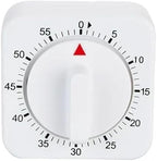 White Timer Clock Square 60-Minute Mechanical Kitchen Wind up Timer Visual Cooking Clock with Loud Alarm No Batteries, Cooking Baking and Kitchen, Thermometers and Timers