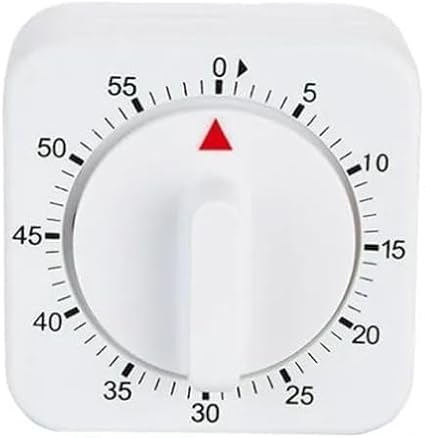 White Timer Clock Square 60-Minute Mechanical Kitchen Wind up Timer Visual Cooking Clock with Loud Alarm No Batteries, Cooking Baking and Kitchen, Thermometers and Timers
