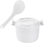 PRETYZOOM Microwave Rice Cooker with Spoon - Large Capacity Microwavable Rice Cooker Steamer Portable Lunch Box for Home Office Dormitory