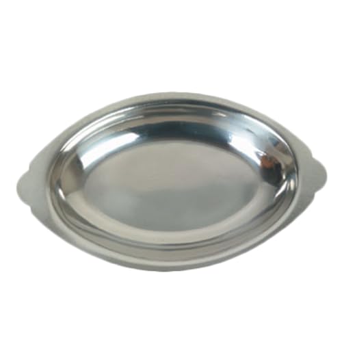 FSE SLGT008 Au Gratin Dish, Oval, 8 oz. Capacity, Crumb Groove, Stainless Steel, Mirror-Finish