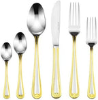 75-Pc Luxury Flatware Set for 12 w/Storage Case 24K Gold Premium Dining Cutlery Service - 18/10 Surgical Stainless Steel Silverware Hostess Serving Set in a Chest (Madison II)