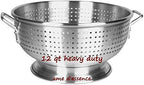 (12-QT) Aluminum Colander with Handles and Base Heavy Duty Commercial Grade