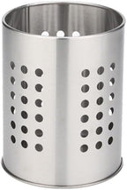 FABULETTA Stainless Steel Utensil Holder for Kitchen Countertop, Cutlery Drainer Rack with Drain Hole, Rust-Resistant Vertical Organizer Stand for Spoons and(Silver Medium)