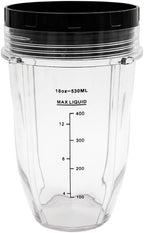 2 Packs 18oz Replacement Parts Cup with Lid, Compatible with Nutri Ninja BN400, BN400C, BN401, BN401C, CL401A, CL405CO, CO351B, SS100, SS101, SS101C, SS101TGT, SS150, SS151, SS300, SS300C, SS351