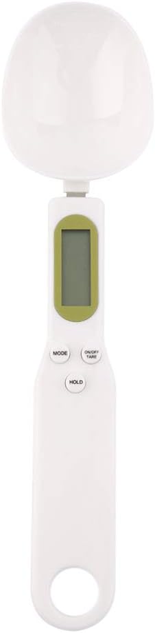 Meichoon Food Scale Spoon, Digital Kitchen Scale High Precision Small Scale with Tare Function Weighing and Measuring Dry Liquid Ingredient Milk Tea Flour Medicine 1.1lb/500g(0.1g), C52 White