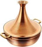 Large Stainless Steel Moroccan Tagine Pot - 30cm Non-Stick Casserole with Cone Lid & 2 Handles - Elegant Gold Cooking Pot for Authentic Moroccan Dishes