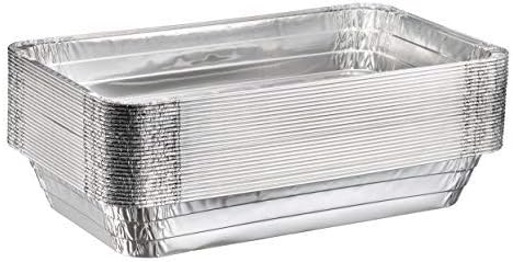 (50 Count) Full Size Deep Steam Table Pans Without Lids | Foil Pans with Lids | Disposable Food Containers for Baking, Freezing, and Storage (21” x 13” x 3”)