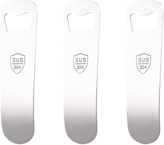 EZ-Open Professional Bottle Opener 3-Pack - Heavy-Duty SUS 304 Stainless Steel Bar Blade for Beer, Soda, & Wine - Ergonomic & Rustproof Manual Cap Remover Tool for Home, Bar, Restaurant & Outdoor Use