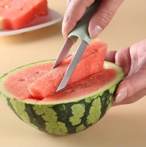 Versatile Watermelon Slicer and Cutter: Stainless Steel 3-in-1 Popsicle and Fruit Fork Tool for Quick Cutting, Ideal for Camping and Kitchen, Great Melon Cutter Tool