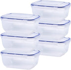 Superio Plastic Food Storage Containers with airtight Lid for Pantry, Fridge- BPA Free, Leakproof Sealed Container- Microwave, Dishwasher and Freezer Safe, Clear (17 Cup- 6 Pack)