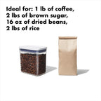 OXO Good Grips POP Container – Airtight 1.7 Qt for Coffee and More Food Storage, Rectangle, Clear