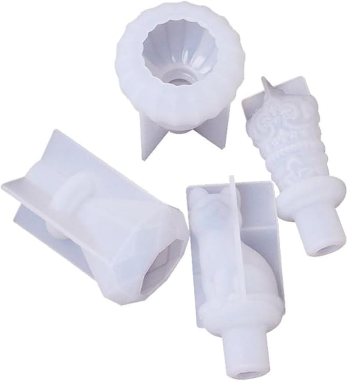 5Pcs White Bottle Stopper Silicone Mold, Crystal Epoxy Wine Stopper, Reusable Beverage Stoppers, Cork Cover, Bar and Wine Tools, Pourers