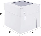 Tall Cake Boxes for Tier Cakes,8x8x8 Inch [12Pack ] Thick Sturdy Cake Box with Window, White Cake Carrier,Disposable Cake Containers