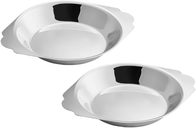 Soro Essentials- 10 oz. Stainless Steel Round Au Gratin Dish Set of 2 - Serving Dish for Individual Serving Casseroles Lasagna and Cobblers Table Serving Dishes Casserole Dishes Individual Gratin Dishes