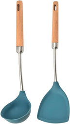 Food Grade Silicone Kitchenware Spatula Wooden Handle Set Kitchen Cooking Tools(D)