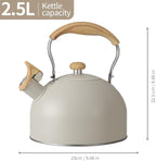 Stove Top Kettle, 2.5 Quart Whistling Kettle for Gas Hob with Wood Pattern Handle Loud Whistle Food Grade Stainless Steel, Anti-Hot Handle and Anti-Rust, Suitable for All Heat Sources