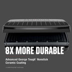 George Foreman Family-Size Grill & Panini Press, Nonstick Ceramic Coating, Fat-Removing Slope, Adjustable Angle, Indoor/Outdoor Use