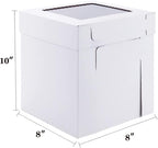 Tall Cake Boxes for Tier Cakes,8X8X10 Inch [4Pack ] Thick Sturdy Cake Box with Window,White Cake Carrier, Disposable Cake Containers