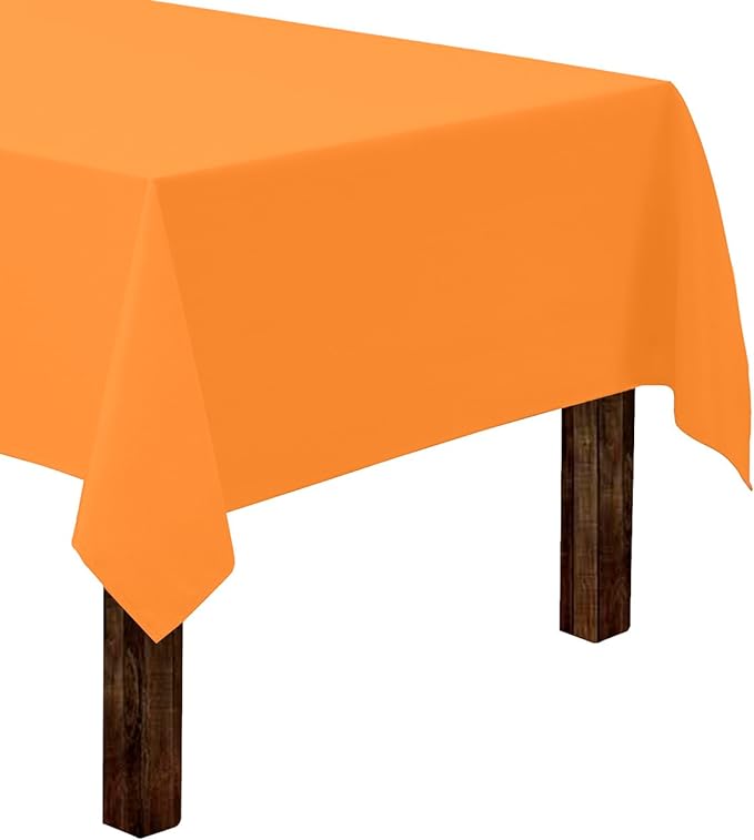 Gee Di Moda Rectangle Tablecloth - 60 x 84 Inch Orange Table Cloth for 5 Foot Rectangle Tables - Heavy Duty Washable Fabric - for Holiday Party, Dinner, Weddings, Baby Shower & Events