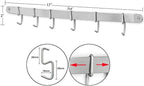 Stainless Steel Kitchen Utensil Racks Holder Hanging Rail Organize Pots Pans Kitchen Knife Gadgets On Wall Mounted Hanger Bar Rail Under Cabinet Shelf (6 Hook,17")