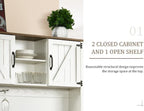 72" Farmhosue Coffee Bar Cabinet with Storage Shelves and 3 Drawers, Kitchen Hutch Storage Cabinet with Sliding Barn Door & Wine Racks & Wine Glass Holder, Bar Cabinets for Home/Living Room, White