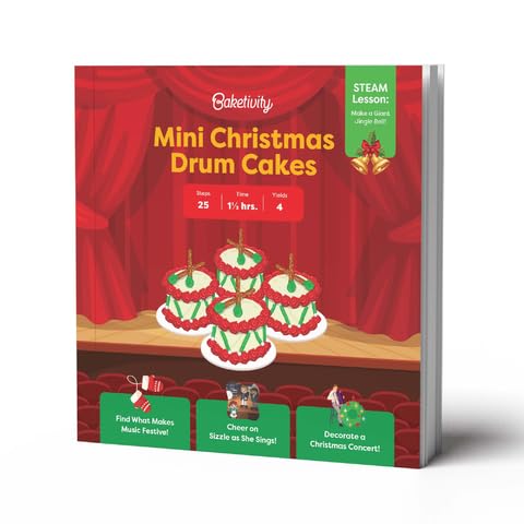 Mini Christmas Drum Cakes STEM Baking Kit for Kids Holiday Educational Cooking Activity Set with Ingredients, Tools & Step-by-Step Guide Fun Hands-On Learning, Christmas Treats & Creative STEM Project