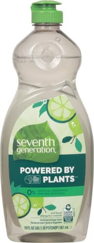 Seventh Generation Dish Soap Fresh Lime & Ginger Scent 1 count Dishwashing Soap Dish Detergent Liquid Soap 19 oz