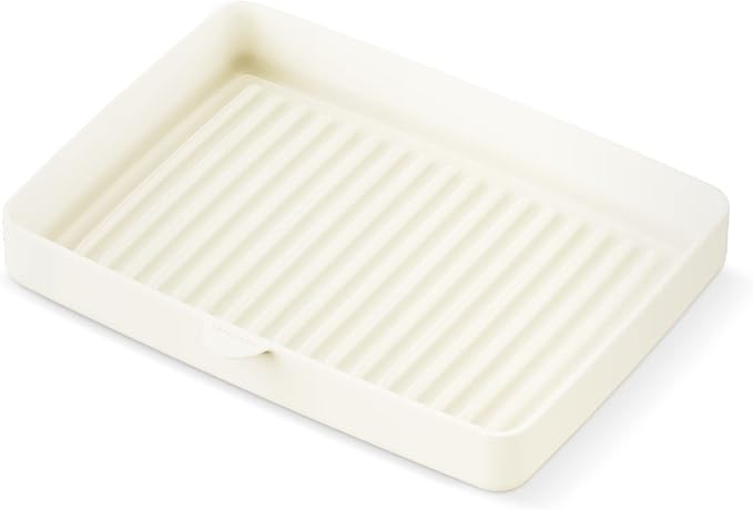 Teranuvo Silicone Oven Tray compatible with BALMUDA The Toaster Oven - safe to use, non toxic, durable, dishwasher safe, heat resistant, silicone liners for air flow and drain oil, non stick (White)