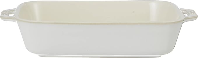 Staub Vintage Color Rectangular Dish, Ivory, 7.9 x 6.3 inches (20 x 16 cm), Ceramic, Heat Resistant, Oven and Microwave Safe