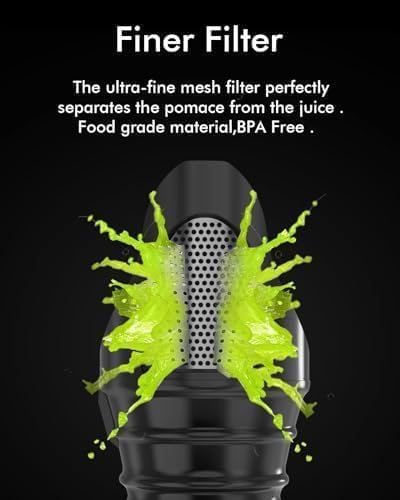 SIFENE Cold Press Juicer, 2nd Gen Dual Wide Mouth Slow Masticating Juicer for Whole Fruit, Celery & Ginger, High Yield Extractor, Quiet Motor, Reverse Function, Red