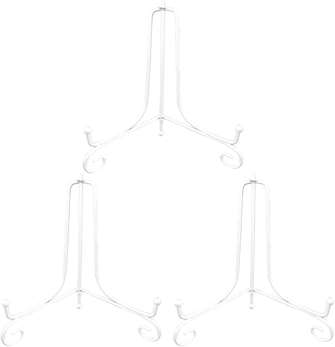 LIONWEI LIONWELI 8 Inch White Iron Plate Stand Holder Easel Display Stand for Plate?Picture?Photo and More,3 pcs.