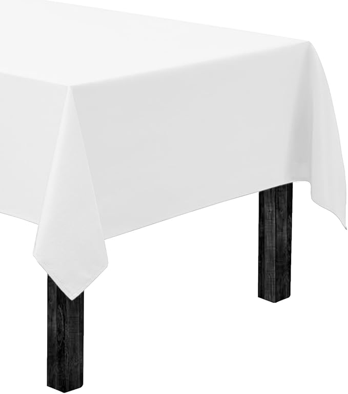 Gee Di Moda Rectangle Tablecloth - 60 x 126 Inch White Table Cloth for 8 Foot Rectangle Tables - Heavy Duty Washable Fabric - for Holiday Party, Dinner, Weddings, Baby Shower & Events