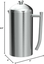 Frieling Double-Walled Stainless Steel French Press Coffee Maker - Brushed 36 oz (1 Liter) Insulated Coffee Press