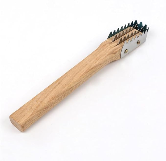 Amosfun Stainless Steel Fish Scale Shaver with Wooden Handle 10.03 Inch Seafood Tool for Fast Fish Skin Cleaning and Scale Removal Kitchen Gadget