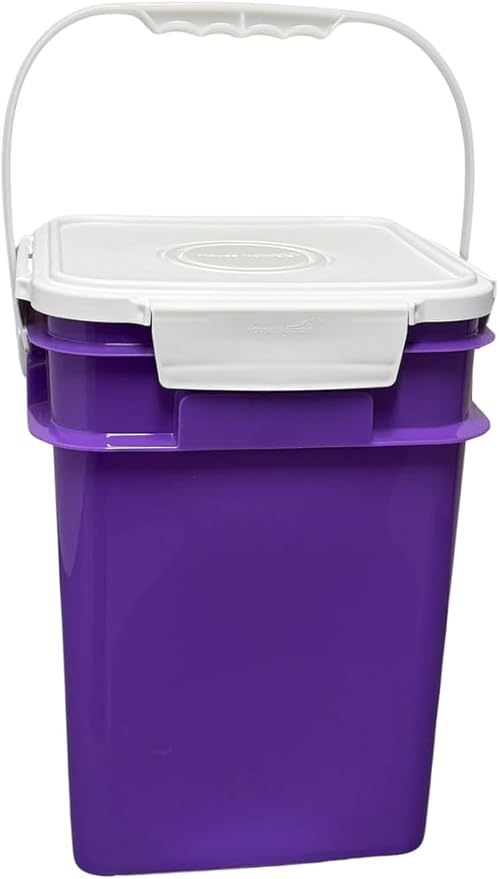 House Naturals 4 Gallon Square Food Grade Bucket Pail with Plastic Handles and Lid (Pack of 3) Made in USA containers (Purple)