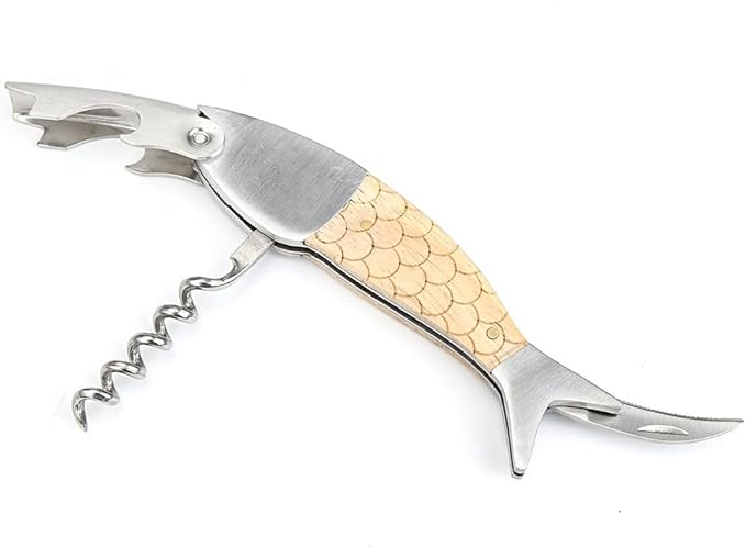 Unique Fish Corkscrew, Professional Waiters Corkscrew Wine Key Bottle Opener,Manual Wine Key for Servers, Waiters, Bartenders and Home Use