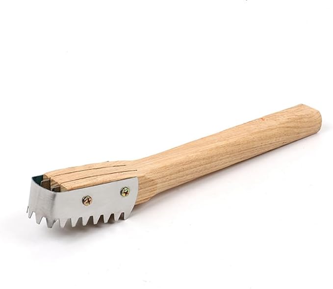 Amosfun Stainless Steel Fish Scale Shaver with Wooden Handle 10.03 Inch Seafood Tool for Fast Fish Skin Cleaning and Scale Removal Kitchen Gadget
