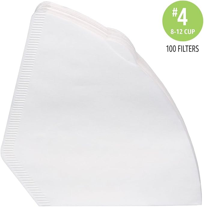 Amazon Basics Number 4 Cone Coffee Filters for 8-12 Cup Coffee Makers, White, 100 Count