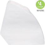 Amazon Basics Number 4 Cone Coffee Filters for 8-12 Cup Coffee Makers, White, 100 Count